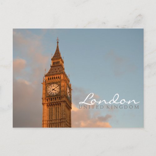 Big Ben in London double text postcard
