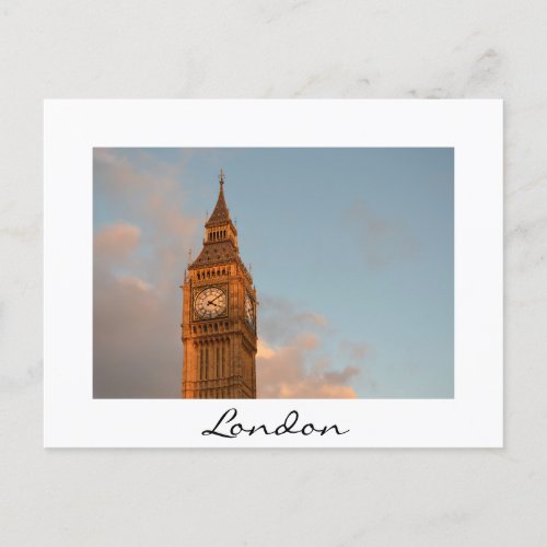 Big Ben in London white text postcard