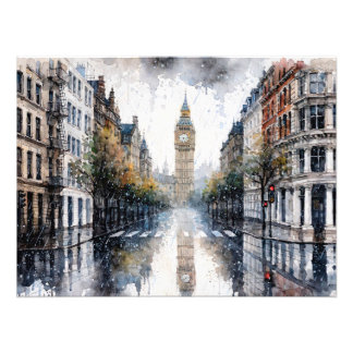 Big Ben in Rainy London Photo Print
