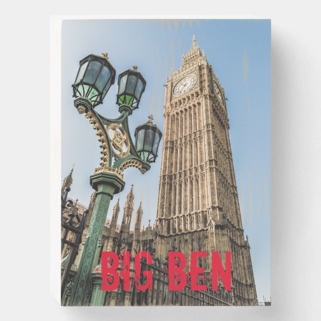 Big Ben in Westminster London gift Wooden Box Sign (Front Vertical)