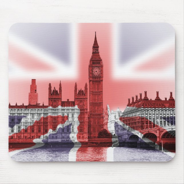 Big Ben London and Union Jack flag Mouse Pad (Front)
