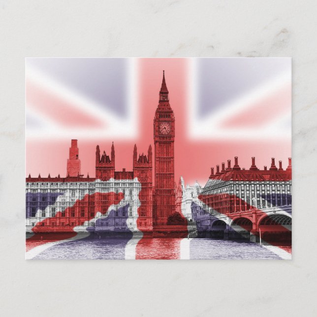 Big Ben London and Union Jack flag Postcard (Front)