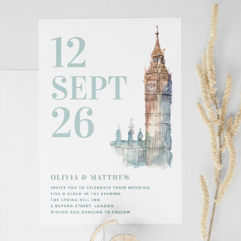 Big Ben / London Destination Wedding   Qr Photo Invitation by RemioniArt at Zazzle