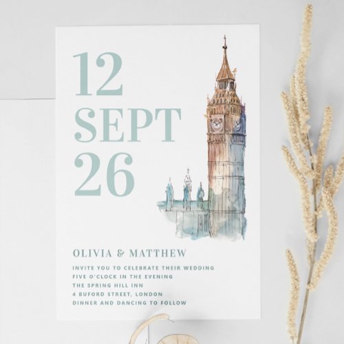 Big Ben  London destination wedding  QR photo Invitation