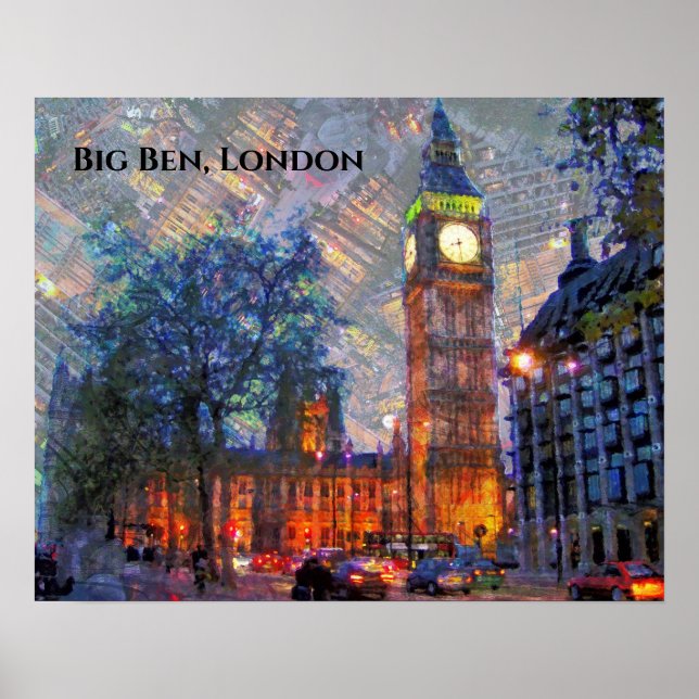 Big Ben London England Design Poster (Front)