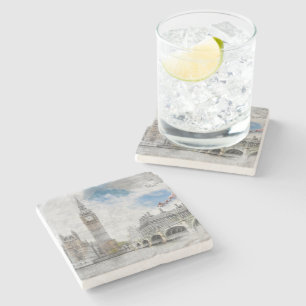 Big Ben London England Stone Coaster – British 