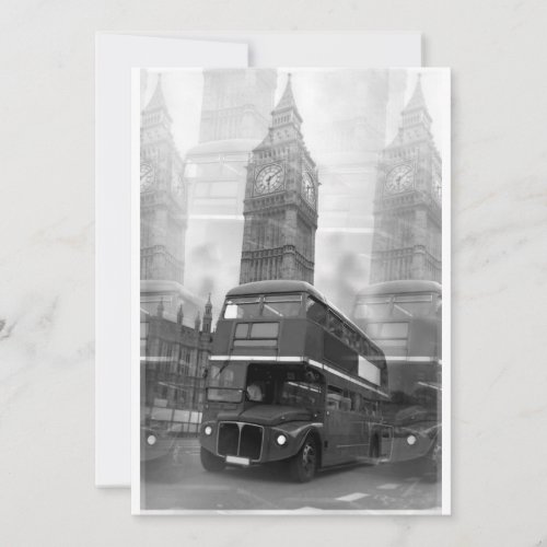 Big Ben  London Red Bus Invitation