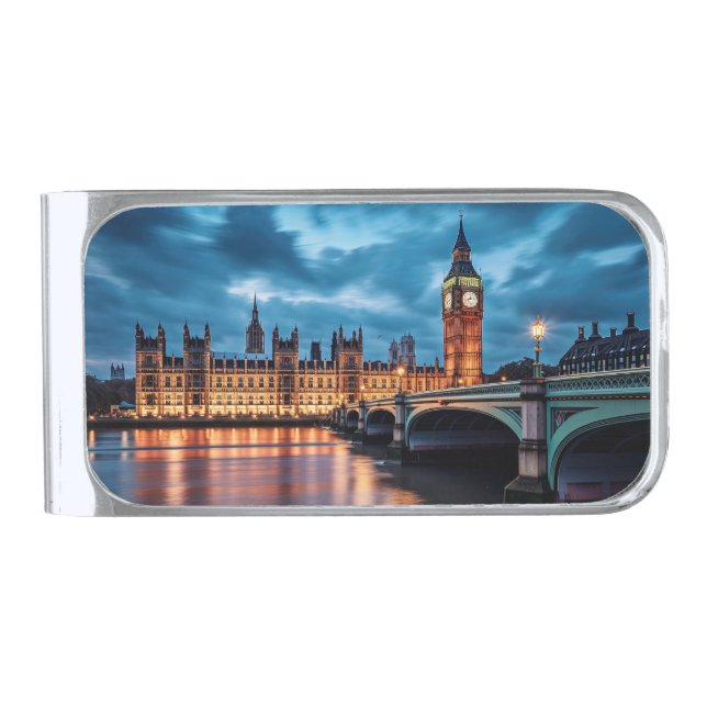 Big Ben, London. Silver Finish Money Clip (Front)