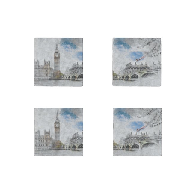 Big Ben London Stone Magnet – Elegant Landmark  (Front)