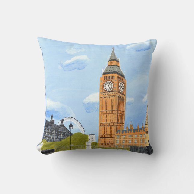 Big Ben London Throw Pillow (Front)