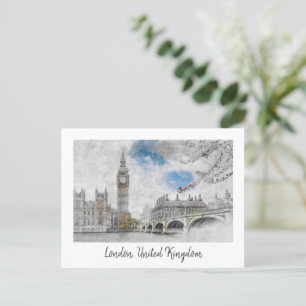 Big Ben London – Vintage Travel Illustration Postcard