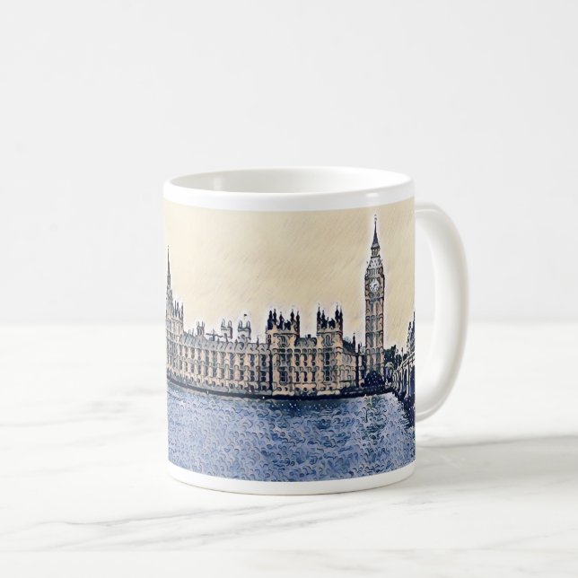 Big Ben London Watercolor art  Coffee Mug (Front Right)