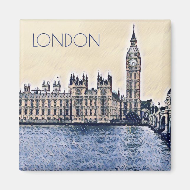 Big Ben London Watercolor art Magnet (Front)