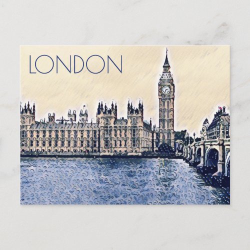 Big Ben London Watercolor art Postcard