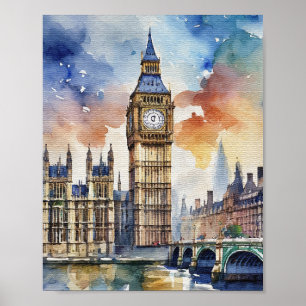 Big Ben London Watercolor Art Print