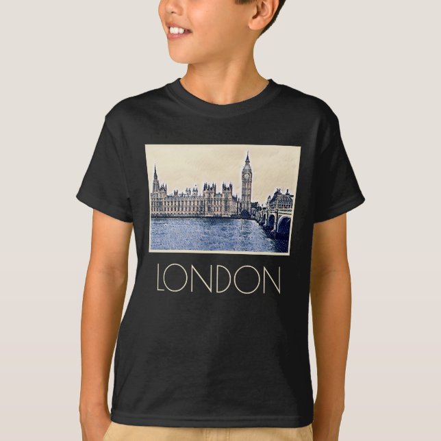 Big Ben London Watercolor art T-Shirt (Front)