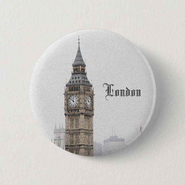 Big Ben London (Watercolour) Button (Front)