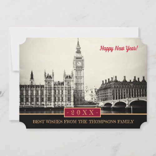 Big Ben London Westminster  Happy New Year Card