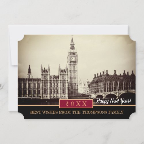 Big Ben London Westminster  Happy New Year Card