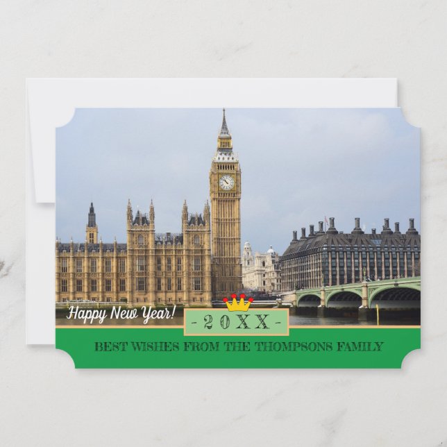 Big Ben London, Westminster & Happy New Year! Card (Front)