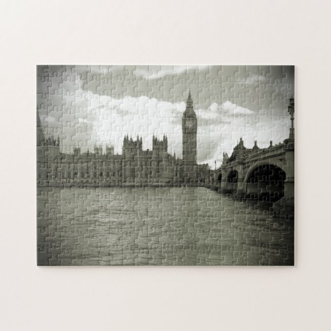 Big Ben Parliament in Black & White 11x14 - 252 pc Jigsaw Puzzle (Horizontal)