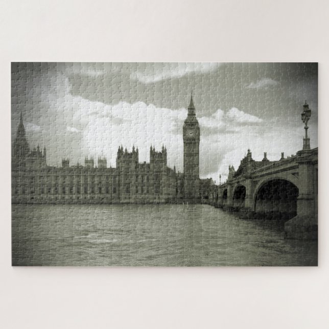 Big Ben Parliament in Black & White 20x30 -1014 pc Jigsaw Puzzle (Horizontal)