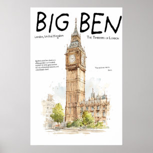 Big Ben Poster London Clock Tower United Kingdom