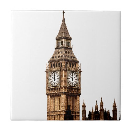 Big Ben Tower London Travel Photography Ceramic Tile