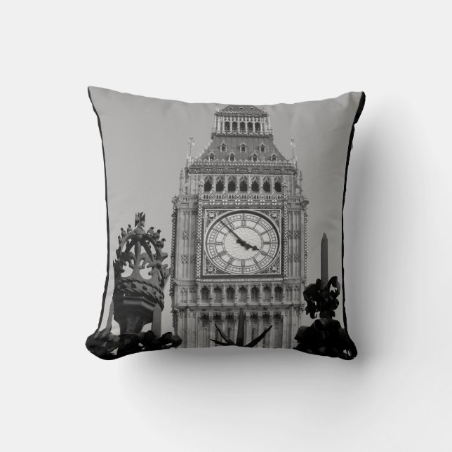 Big Ben Tower Throw Pillow (Front)