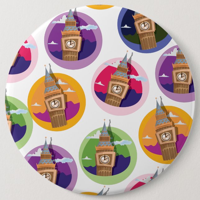 Big Ben Westminster Clock Tower Pinback Button (Front)