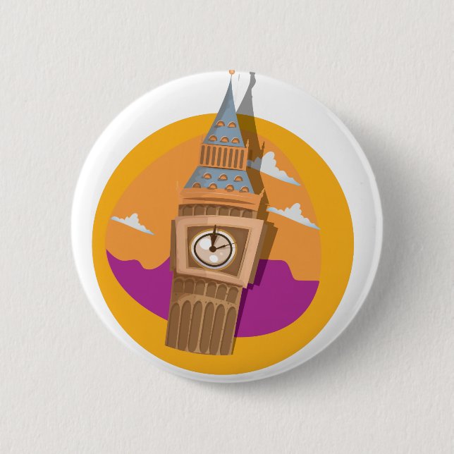 Big Ben Westminster Clock Tower Pinback Button (Front)