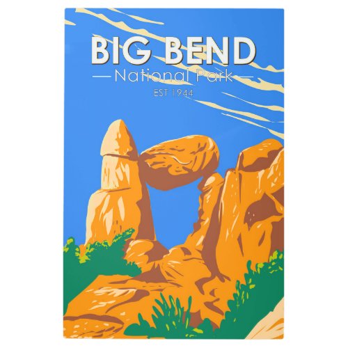 Big Bend National Park Balanced Rock Vintage Metal Print