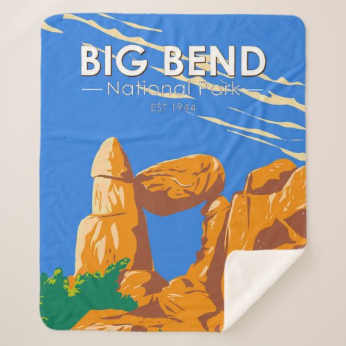Big Bend National Park Balanced Rock Vintage Sherpa Blanket