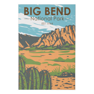 Big Bend National Park Chihuahuan Desert Vintage Faux Canvas Print