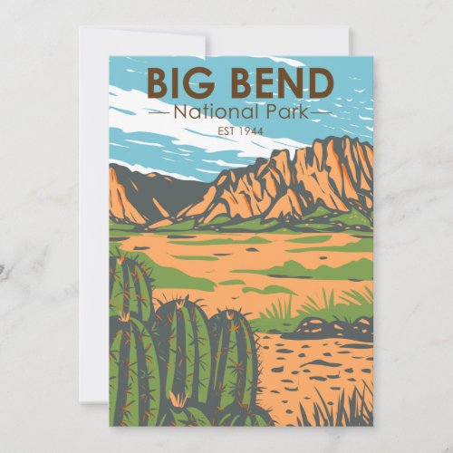  Big Bend National Park Chihuahuan Desert Vintage  Holiday Card