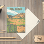 Big Bend National Park Chihuahuan Desert Vintage  Postcard<br><div class="desc">Big Bend vintage vector design. Big Bend National Park is in southwest Texas and includes the entire Chisos mountain range and a large swath of the Chihuahuan Desert.</div>