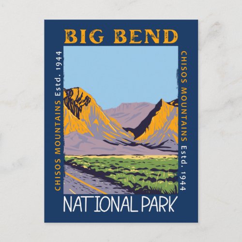  Big Bend National Park Chisos Mountain Distressed Postcard