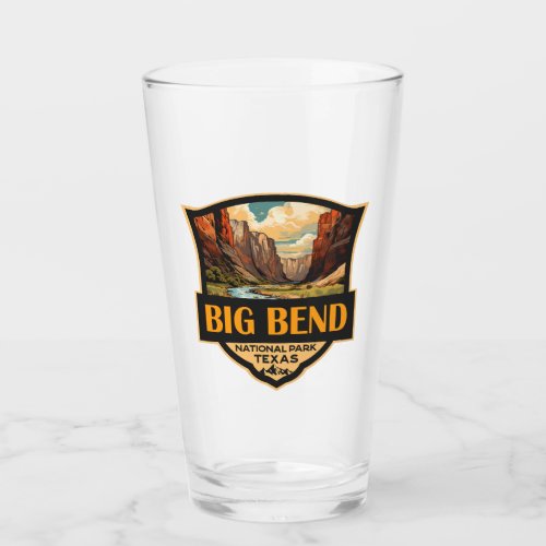 Big Bend National Park Illustration Retro Badge Glass