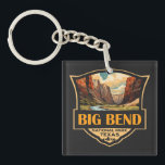 Big Bend National Park Illustration Retro Badge Keychain<br><div class="desc">Big Bend vintage vector design. Big Bend National Park is in southwest Texas and includes the entire Chisos mountain range and a large swath of the Chihuahuan Desert.</div>