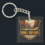 Big Bend National Park Illustration Retro Badge Keychain<br><div class="desc">Big Bend vintage vector design. Big Bend National Park is in southwest Texas and includes the entire Chisos mountain range and a large swath of the Chihuahuan Desert.</div>