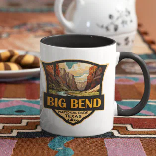 Big Bend National Park Illustration Retro Badge Mug Big Bend National Park Illustration Retro Badge Mug