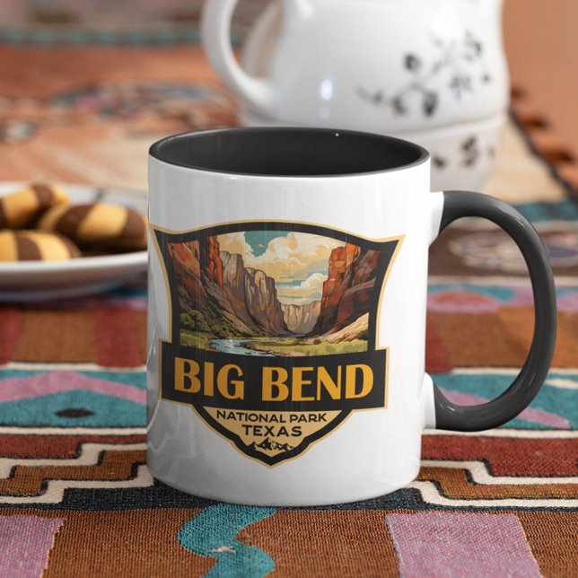 Big Bend National Park Illustration Retro Badge Mug (Creator Uploaded)