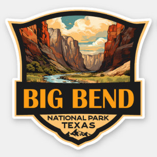 Big Bend National Park Illustration Retro Badge Sticker