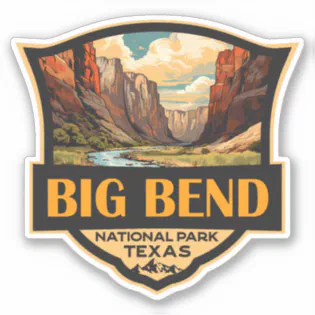 Big Bend National Park Illustration Retro Badge Sticker