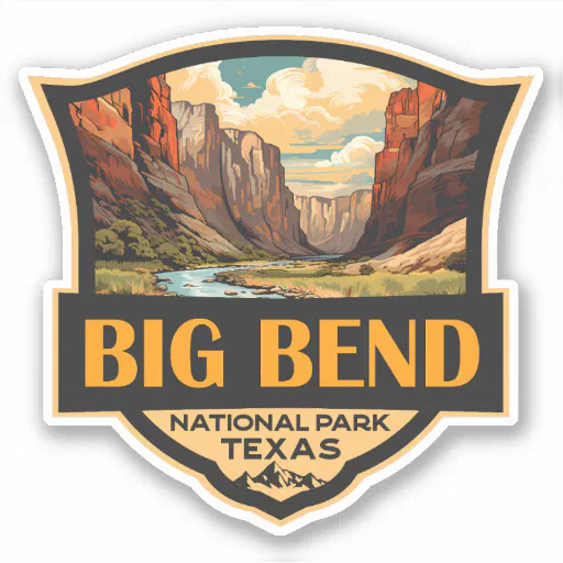 Big Bend National Park Illustration Retro Badge Sticker