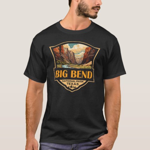 Big Bend National Park Illustration Retro Badge T_Shirt