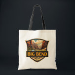 Big Bend National Park Illustration Retro Badge Tote Bag<br><div class="desc">Big Bend vintage vector design. Big Bend National Park is in southwest Texas and includes the entire Chisos mountain range and a large swath of the Chihuahuan Desert.</div>