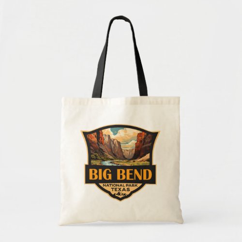 Big Bend National Park Illustration Retro Badge Tote Bag