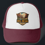 Big Bend National Park Illustration Retro Badge Trucker Hat<br><div class="desc">Big Bend vintage vector design. Big Bend National Park is in southwest Texas and includes the entire Chisos mountain range and a large swath of the Chihuahuan Desert.</div>