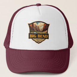 Big Bend National Park Illustration Retro Badge Trucker Hat